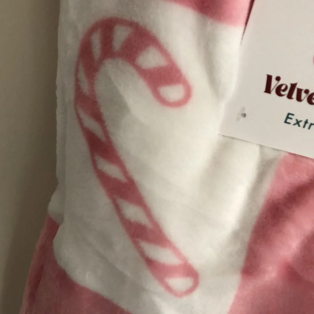 OH WHAT FUN!! Pink Candy Cane Plush Throw Blanket